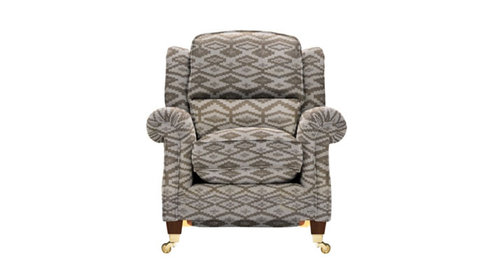 Parker Knoll Henley Powered Footrest Armchair Tahoe Mink Fabric with Mahogany Legs
